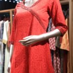 Cotton block print with handwork A line kurthi